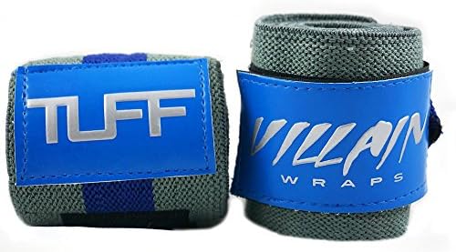 Villain Wrist Wraps 30" for Powerlifting, Weightlifting, Strongman Training, Crossfit - (Blue / Grey, 30 Inches)