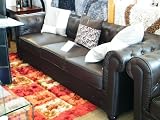LNH Brown Button Backed 3 Seater settee in Faux Leather