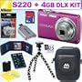 Nikon Coolpix S220 10MP Digital Camera Magenta + 4GB Deluxe Kit