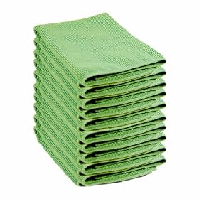 10 Pack of Green Microfibre Exel Magic Cleaning Cloths. Chemical Free Cleaning. Anti Bacterial Microfiber Cloths for Amazing Smear Free Wiping. Cleaning Accessories Powered by TheChemicalHut