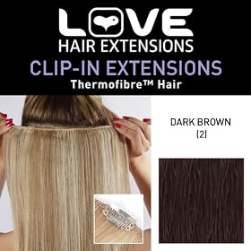 Love Hair - Extensions avec clip - Cheveux thermofibres - Couleur 2 : brun fonc� - 45,7 cm (Import Grande Bretagne)
