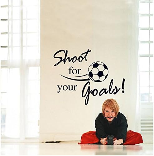 ROTMAKERS Creative Football English "Shoot For Your Goal" Sticker Removable Wall Sticker DIY Wallpaper for Bookroom Livingroom Bedroom Bathroom Playroom Babyroom