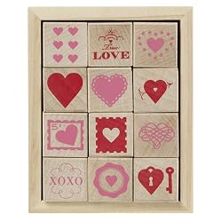 Martha Stewart Crafts Wood Stamp Set Valentines Day  Hearts