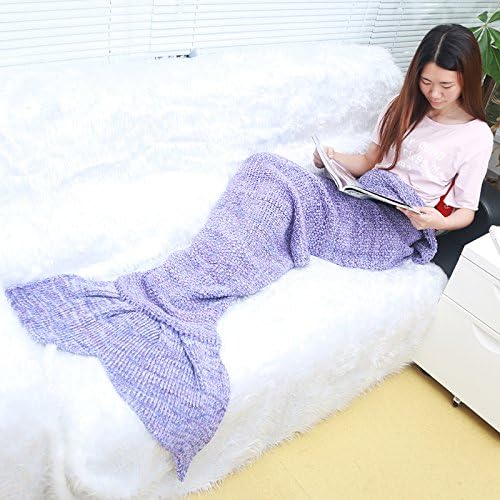 Juissie Warm and Soft Mermaid Tail Blanket,Sleeping Bag Sofa Bed Snuggle Mermaid (Purple)