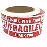 Fragile - Handle with Care Shipping Labels - 2'' x 3'' , 500 Pieces / Roll &copy; enKo Products
