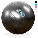 GoFLX™ Exercise Ball (Grey) - 65cm Anti-Burst Rubber Exercise Ball With Pump - 200kg (440lbs) Weight Capacity