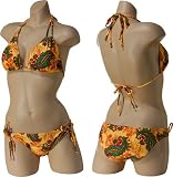 KALI GIRLZ Paisley Skull Print Brazilian String Bikini (Gold Multi)