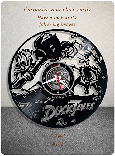 DuckTales vinyl clock, disney vinyl wall clock, vinyl record clock walt disney tv animation carl barks donald duck scrooge mcduck wall art home decor kids gift 182 - (c2)