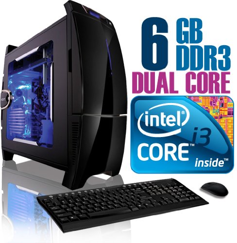 CybertronPC Lexa 2120ABUS, Black/Blue, Intel Core i3 Dual Core 2.93GHz, 6GB DDR3, 1TB Hard Disk Drive, DVDRW, RADEON HD5570, 600 Watt Power Supply, Windows 7 Professional 64-bit, 1 Year Parts & Labor Warranty
