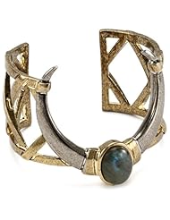 House of Harlow 1960 Open Weave Horn Cuff with Labradorite Stone