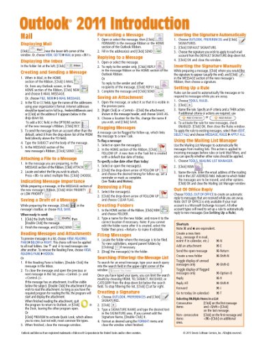 Outlook 2011 for Mac: Introduction Quick Reference Guide (Cheat Sheet of Instructions, Tips & Shortcuts - Laminated Card)