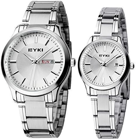 Uniprod Fashion Couple Watch Quartz Sport Alloy Band Round Casual Classic Wrist Watch(White)