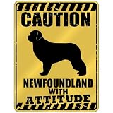 New Caution : Newfoundland With Attitude Parking Sign Dog