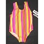 Girls 1 PC T-Back Racer Back Yellow/HotPink/White Stripe