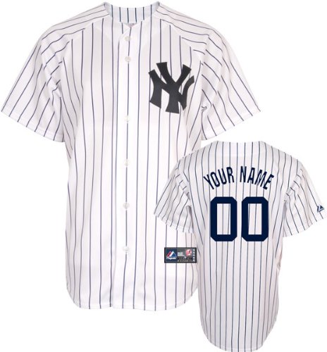 MLB Men's New York Yankees Replica Jersey Personalized (White/Navy Pinstripe, 48/X-Large)