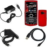 iNcido Brand Nokia X2-01 Combo Rubber Red Protective Case Faceplate Cover + ....