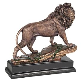 Bronze Lion Sculpture on Black Stand