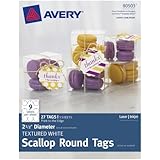 Avery Textured White Scallop Round Tags, 2.5-Inch Diameter, Pack of 27 (80503)