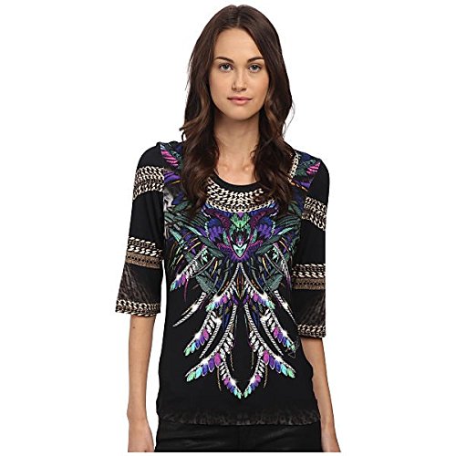 Just Cavalli トップス シャツ Leo Plume Print Tee Black Vari [並行輸入品]