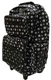 Wheeled Back Pack - Black with White Paw Prints