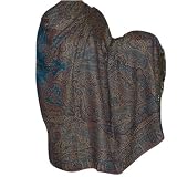 Prayer Meditation Shawl Jacquard Design Wool Accessory 106 x 55 inches (psleyb182)