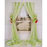 Curtain Critters Childrens Plush Green and Red Flower Garden Ladybug Curtain Tieback, Car Seat, Stroller, Crib Toy Set (2)