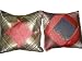 2 Golden Red Vintage Silk Sari Zari Borders Toss Pillow Cushion Covers 16"