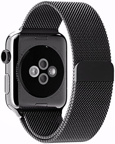 Apple Watch Band - 42MM Milanese Loop Black Stainless Steel Penom Fully Magnetic Closure Clasp Mesh Loop Milanese Stainless Steel Bracelet Strap for Apple iWatch Sport &amp; Edition 42mm