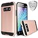 Galaxy On5 Case With TJS Tempered Glass Screen Protector Included, Dual Layer Shockproof Hybrid Armor Drop Protection Metallic Brushed Finish Case Cover For Samsung Galaxy On5/G550 (Rose Gold)