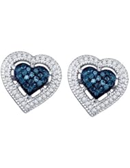 0.40CT BLUE DIAMOND HEART EARRINGS