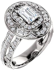 10K White Gold Emerald Cut Diamond Ring -- LIFETIME WARRANTY