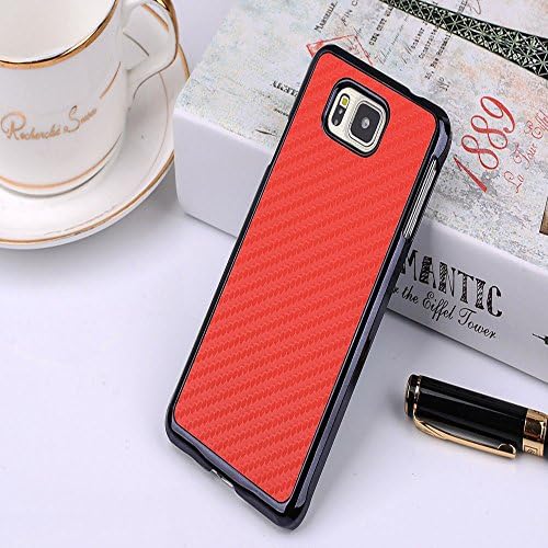 Weview(TM)Samsung Galaxy Alpha G850 Case, Carbon Fiber Leather Coated Hard Shell for Samsung Galaxy Alpha G850 +free Black Stylus+Two Screen Protectors +Fishbone Cable Winder(Red)