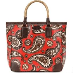 Kate Spade Kashmir Esti Paisley Book Bag Tote Poppy Red