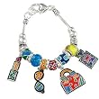 Bright Colored Lpstick Glasses Handbag Fashion Theme Charm Bracelet