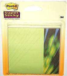 Post-it Notes By 3m, Super Sticky - Green Leaf Design, 1 Pack of 75 Sheets 3 7/8 Inches By 3 7/8 Inches