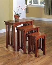 Coaster 901049 3-Piece Mission Style Occasional Nesting Side Table Set, Oak