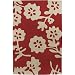 Cow Parade COW1013 Bertuno Rug in Deep Red w Ivory Flowers