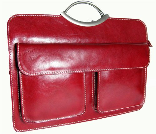 edle Leder Aktentasche - Businesstasche rot