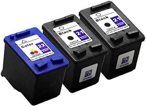 AOODOO Remanufactured HP 21 22 Ink Cartridge (2 Black 1 Tri-Color ) Use in HP Desjet 3930 3210 Officejet 4315 Printer