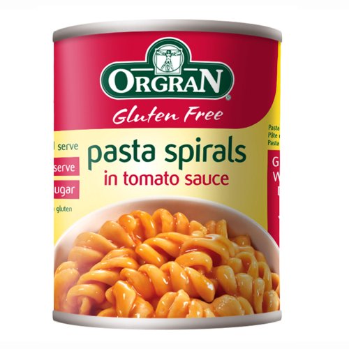 Orgran Gluten-Free Pasta Spirals In Tomato Sauce, 7.7-Ounce Cans (Pack of 12)