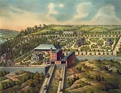 Cincinnati's Price Hill Inclined Planes - Bird's-Eye View, ca. 1880 - 16" x 20" - Fine-Art Gicl??e Photographic Print of an Image from the Library of Congress Collection