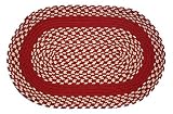 Oval Braided Rug : Red & Cream   Red Band