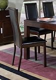 Set of 2 Dining Chairs Black Upholstery Cappuccino Finish
