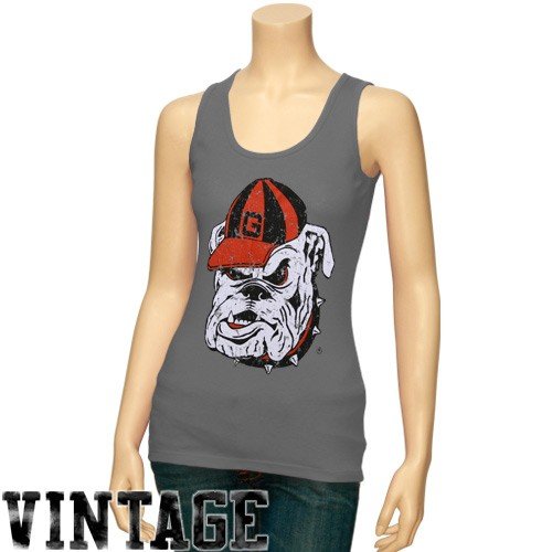 Georgia Bulldogs Ladies Gray Mascot Tank Top (Large)