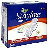 Stayfree Maxi Pads, Maximum Protection with Wings, for Plus Sizes 14+, 24-Count Packages (Pack of 3)