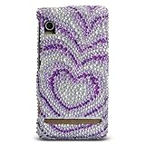 Sparkling Silver with Purple Heart Full Diamond Rhinestone Snap on Hard Ski ....
