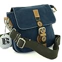 Unisex Canvas and Leather Small Flapover Satchel Bag Denim