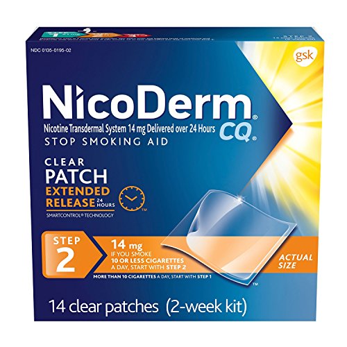 NicoDerm CQ Clear Nicotine Patch 14 milligram (Step 2) Stop Smoking Aid 14 count