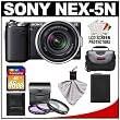 Sony Alpha NEX-5N Digital Camera Body & E 18-55mm OSS Lens (Black) with 16GB Card + Battery + 3 UV/FLD/PL Filters + Case + Accessory Kit