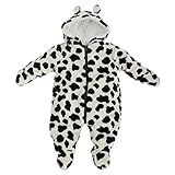 赤ちゃん・ベビー用 どうぶつ耳付フード 冬用あったか アニマルロンパース オールインワン つなぎ カバーオール ベビー着ぐるみ (6-9ヶ月) (ダルメシアン)